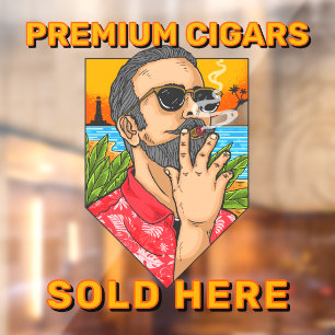 Smoke Shop Premium Cigars Sold Here Advert Window Cling