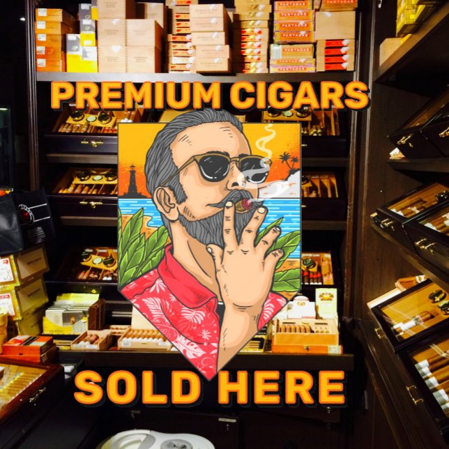 Smoke Shop Premium Cigars Sold Here Advert Window Cling (Creator Uploaded)