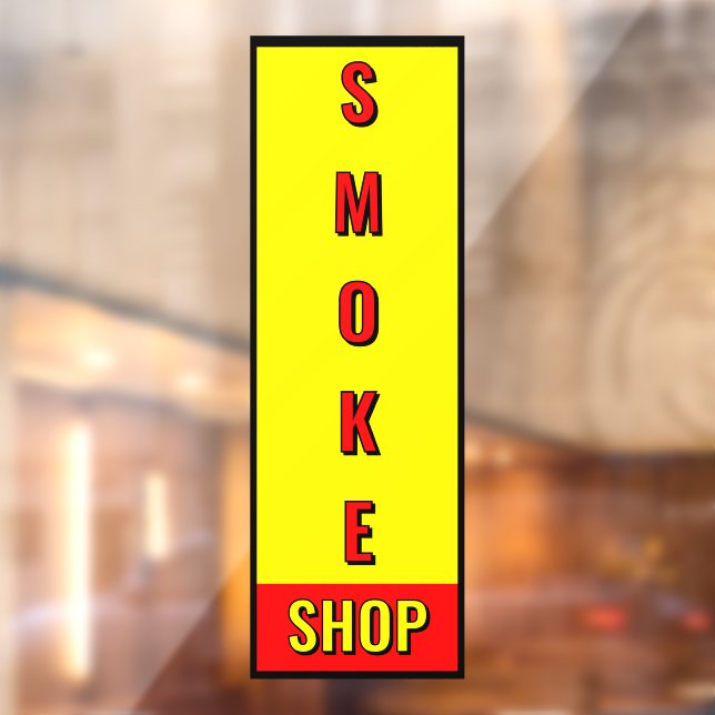 Smoke Shop Red Yellow Black Advert  Window Cling (Sheet 2)