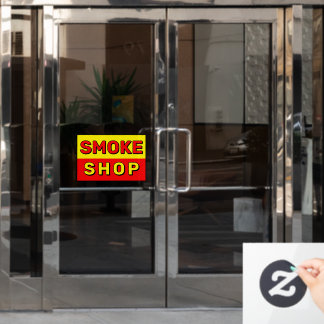 Smoke Shop Red Yellow Black Advert Window Cling