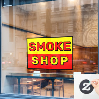 Smoke Shop Red Yellow Black Advert Window Cling