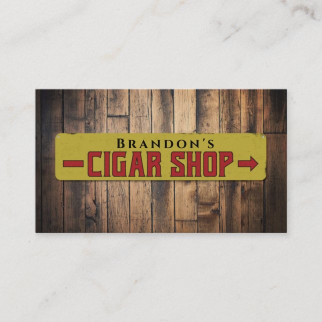Smoke Shop Sign Personalised Name Cigar Store Business Card (Front)