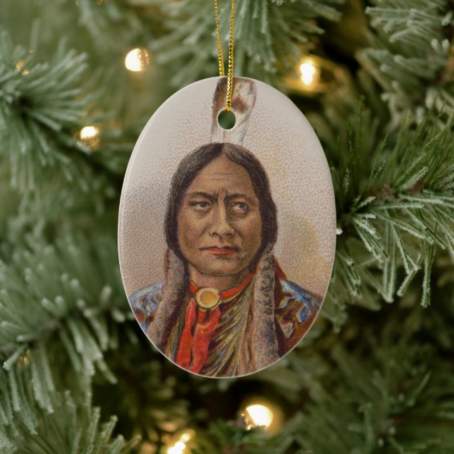 Smoke Signals: Lakota Indian Chief Sitting Bull Ceramic Tree Decoration (Tree)