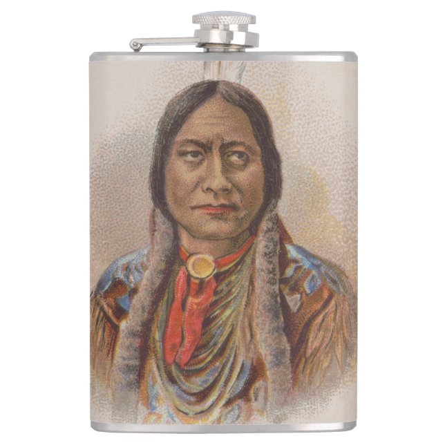 Smoke Signals: Lakota Indian Chief Sitting Bull Hip Flask (Front)