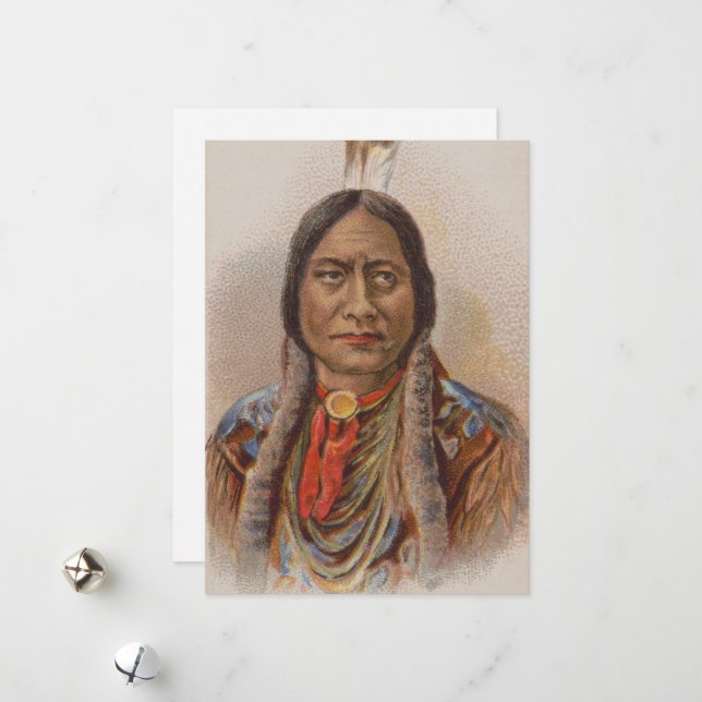 Smoke Signals: Lakota Indian Chief Sitting Bull Holiday Card (Front/Back In Situ)