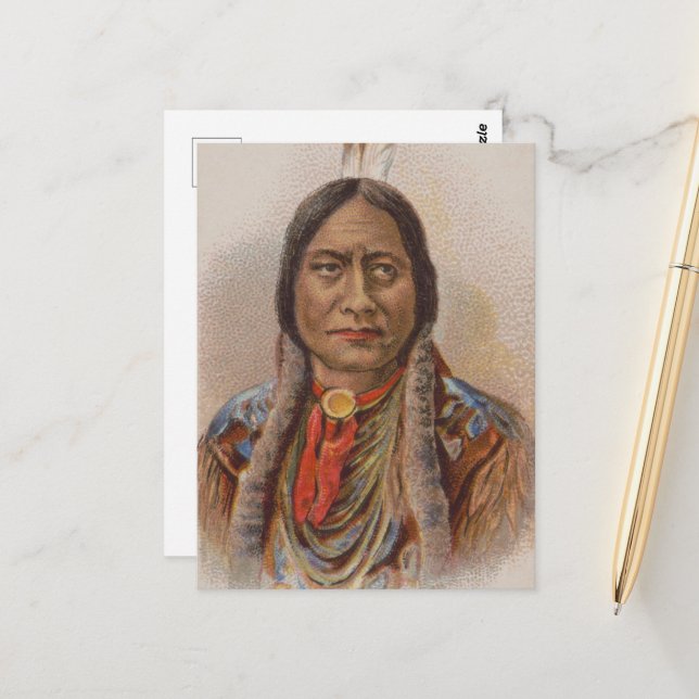 Smoke Signals: Lakota Indian Chief Sitting Bull Postcard (Front/Back In Situ)