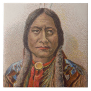 Smoke Signals: Lakota Indian Chief Sitting Bull Tile