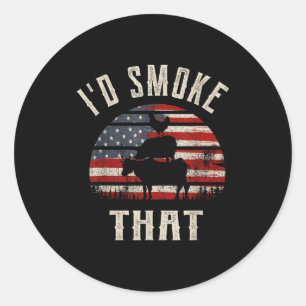 Smoke that funny patriot gift for bbq and meat classic round sticker