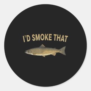 Smoke that salmon fishing funny barbecue shirts classic round sticker