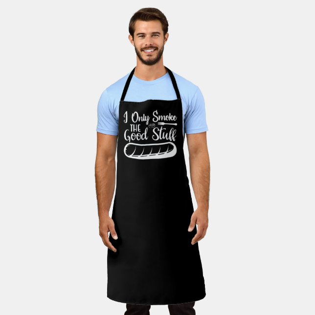 Smoke The Good Stuff Sausage BBQ Large Black Apron (Worn)