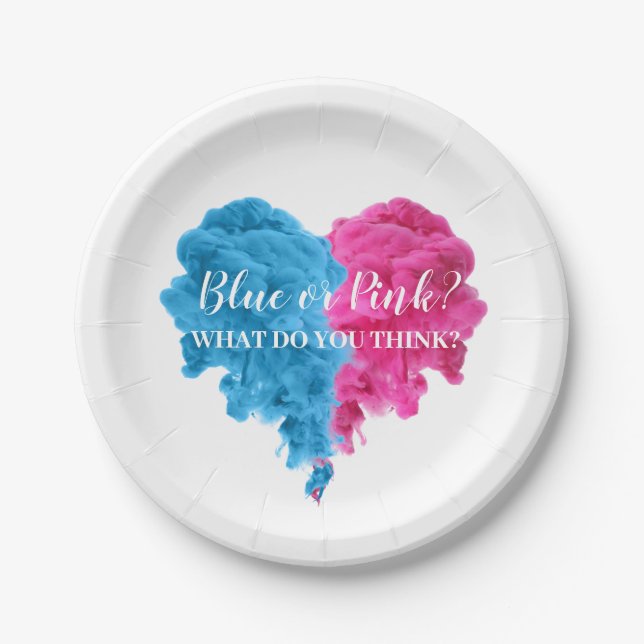 Smoke Themed Gender Reveal Party Paper Plates  (Front)