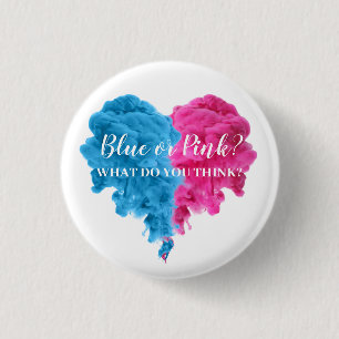 Smoke Themed Gender Reveal Party Round Badge Pin