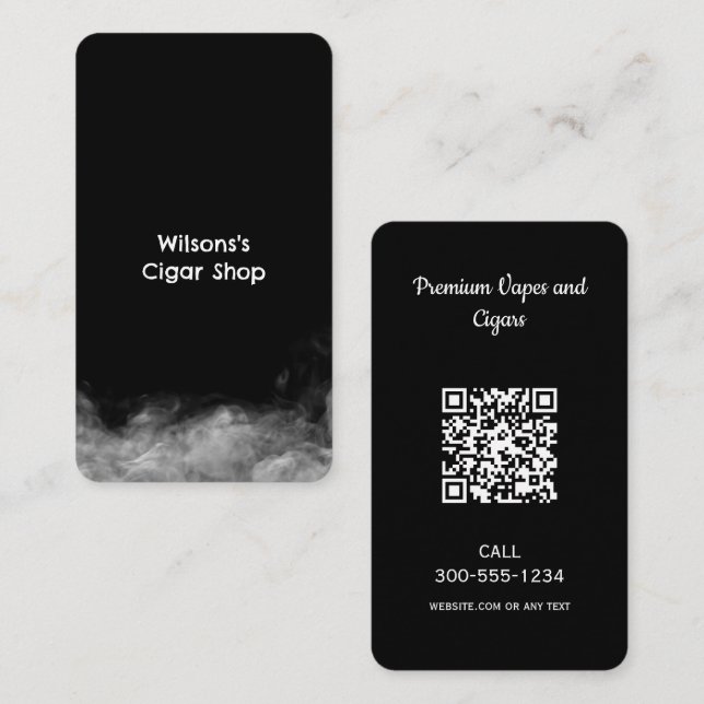 Smoke Vape QR Black Business Card (Front/Back)