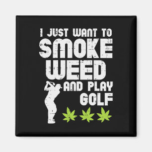 Smoke Weed Play Golf Golfing Thc Golfer Stoner  Magnet