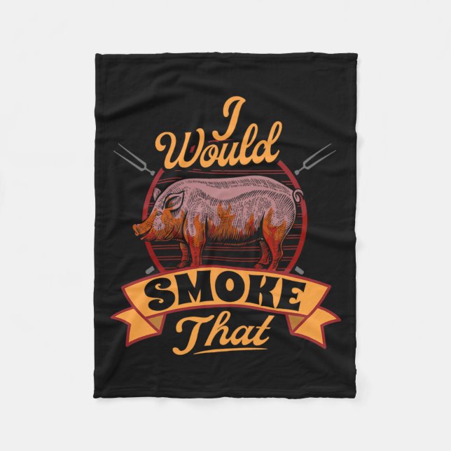 Smoked Pork Bbq Pitmaster Grilling Meat Smoking Fleece Blanket (Front)