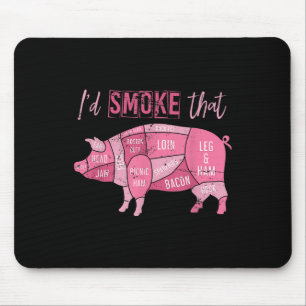 Smoked Pork Grill Bacon Lover Funny Bbq Chef Gift Mouse Mat