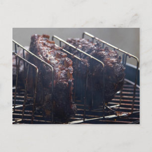 Smoked Ribs On Grill Postcard
