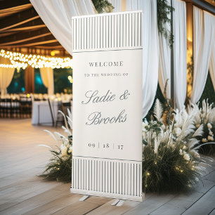 Smoked Spruce Classic Pinstripe Wedding Welcome Retractable Banner