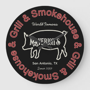Smokehouse & Grill BBQ Wall Clock Sign