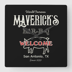 Smokehouse & Grill BBQ Wall Clock Sign