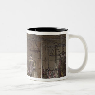 Smokehouse in Greenland (colour engraving) Two-Tone Coffee Mug
