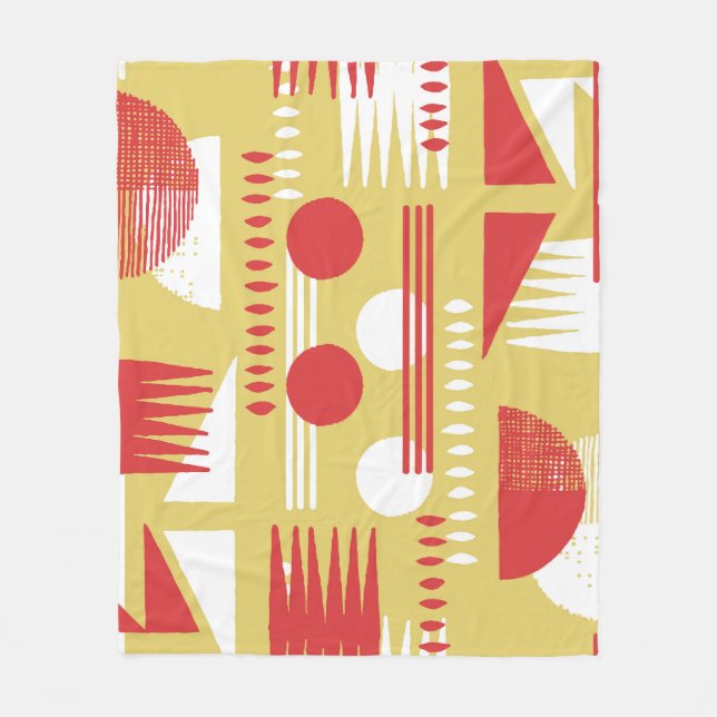 Smokeless Geometric: Yellow-Red Vintage. Fleece Blanket (Front)