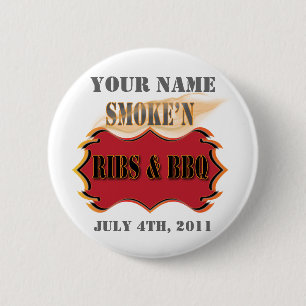smoke'n ribs and bbq 6 cm round badge