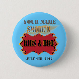 smoke'n ribs and bbq 6 cm round badge