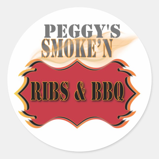 smoke'n ribs and bbq classic round sticker (Front)