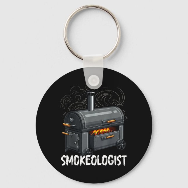 Smokeologist - Funny Pitmaster Bbq Smoker Grilling Key Ring (Front)