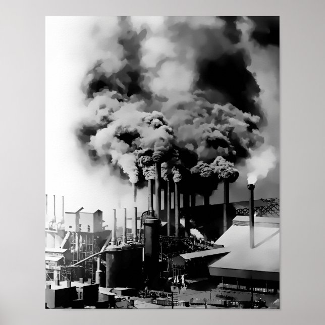 SMOKESTACKS of PITTSBURGH STEEL MILL c. 1890 Poster (Front)