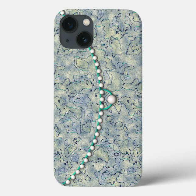 Smokey Aqua with Pearls Case-Mate iPhone Case (Back)
