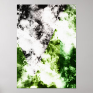 Smokey black and green abstract art poster