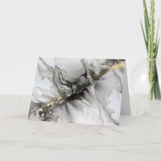 Smokey Black Grey Gold Thank You Card (Front)