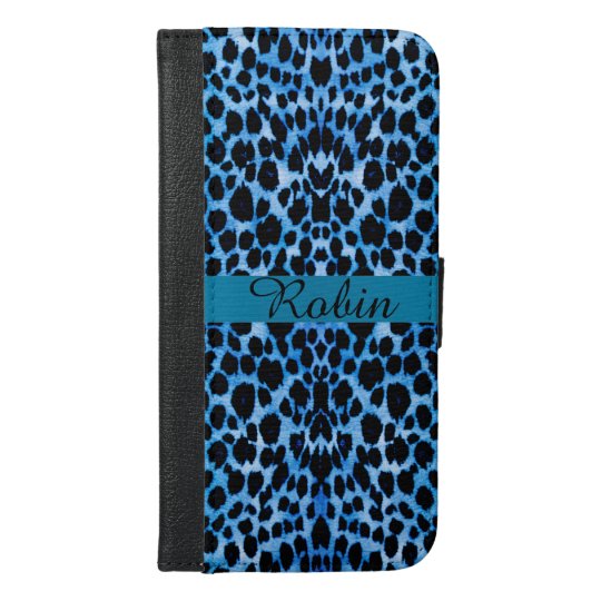 Smokey Blue Leopard Personalised Wallet Case