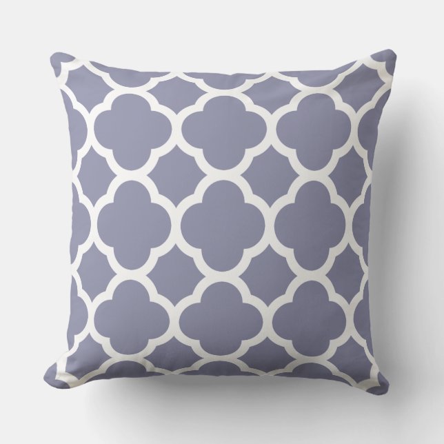 Smokey Blue Quatrefoil pattern Cushion (Front)