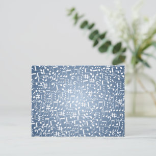 Smokey Blue Shades Dark to Light Music Notes Postcard