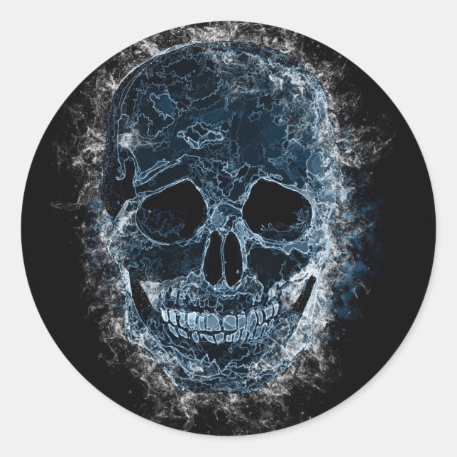 Smokey Blue Skull Art Sticker (Front)