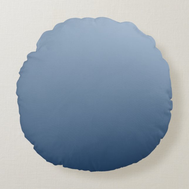 Smokey Blue Subtle Light to Dark Design Round Cushion (Front)