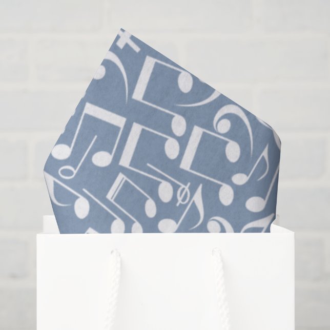 Smokey Blue w Dancing Music Notes Tissue Paper (Gift Bag)
