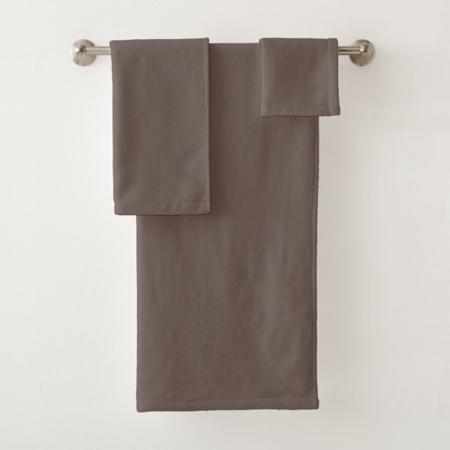 Smokey Coffee Quartz Neutral Brown Solid Colour Bath Towel Set (Insitu)