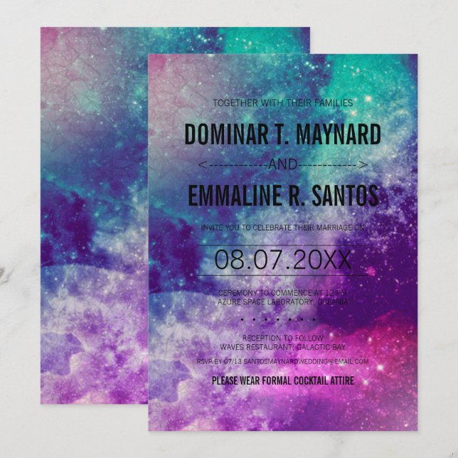Smokey Galaxy Wedding Invites (Front/Back)