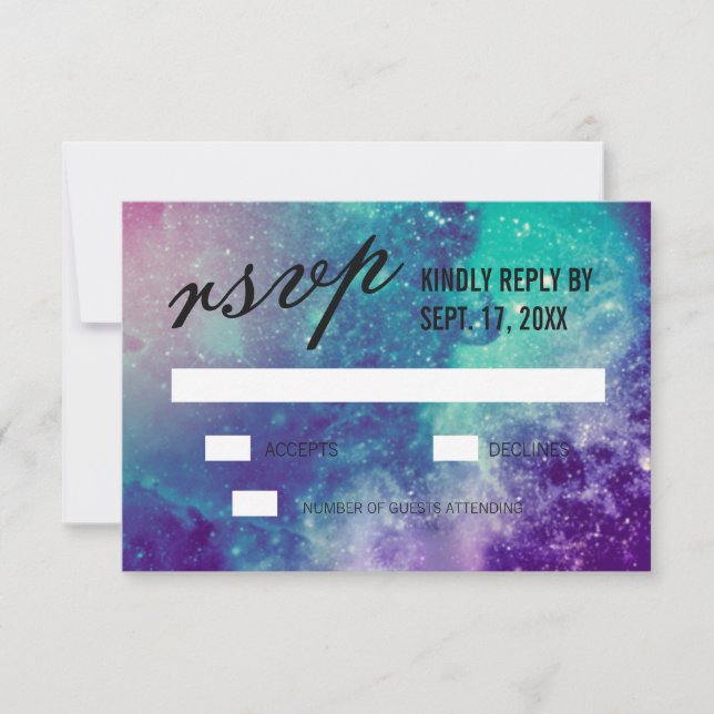 Smokey Galaxy Wedding RSVP Cards (Front)