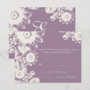 Smokey Grape Purple Floral Wedding RSVP Card