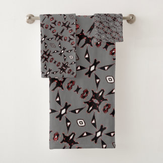 Smokey Grey Native Line Art Towel Set 