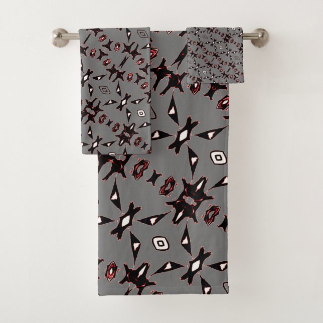 Smokey Grey Native Line Art Towel Set  (Insitu)