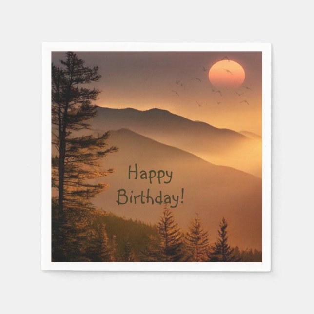Smokey Mountains Birthday Napkins (Front)