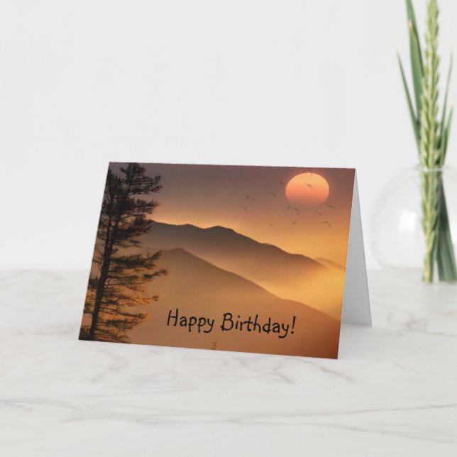 Smokey Mountains Happy Birthday Thank You Card (Front)