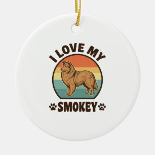 Smokey Sheltie Dog Vintage Sunset Shirt Design_1 Ceramic Tree Decoration