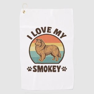 Smokey Sheltie Dog Vintage Sunset Shirt Design_1 Golf Towel